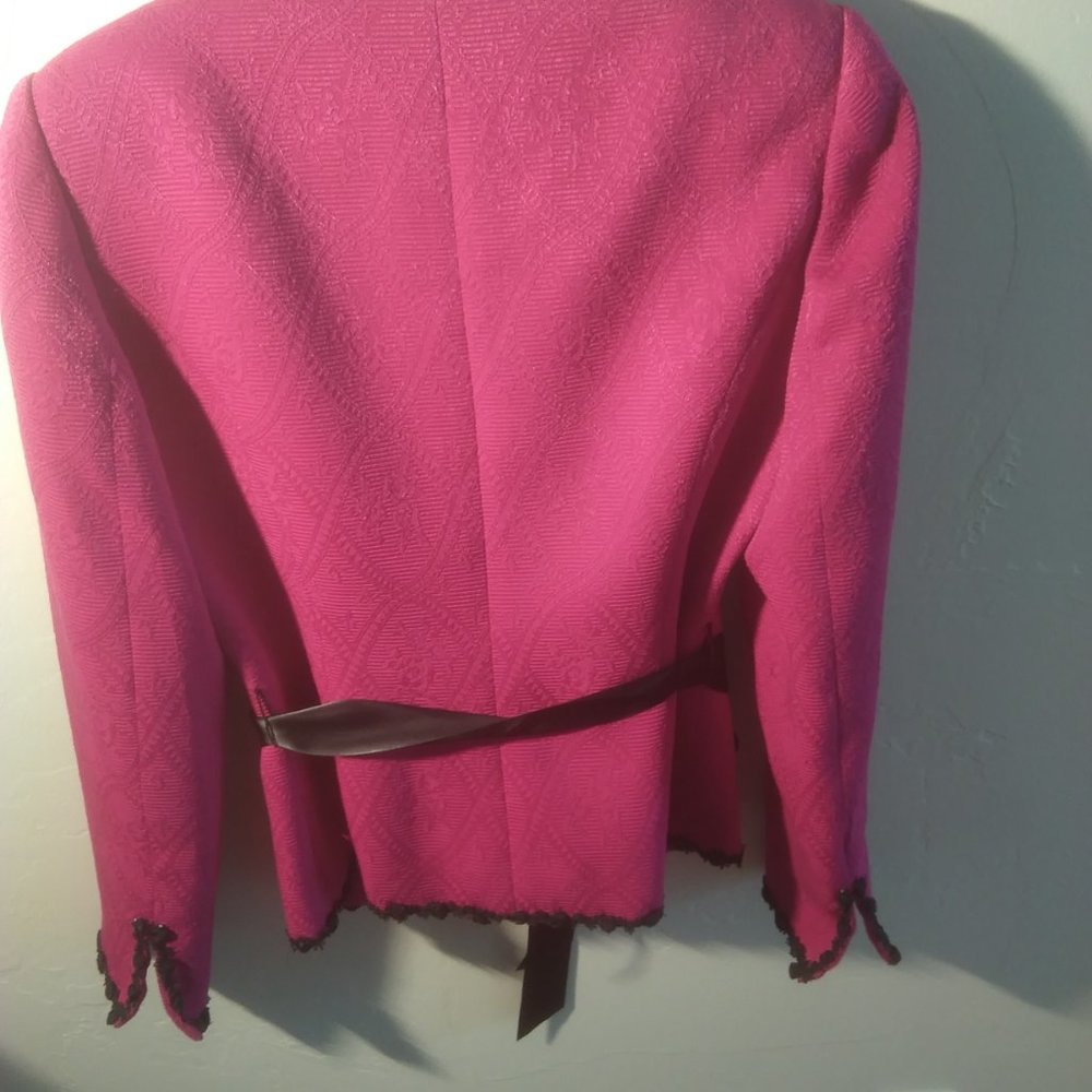 Donna Morgan Raspberry Jacket With Black Trim - image 5